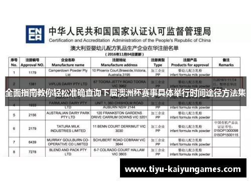 全面指南教你轻松准确查询下届澳洲杯赛事具体举行时间途径方法集 全面指南教你轻松准确查询下届澳洲杯赛事具体举行时间途径方法集
